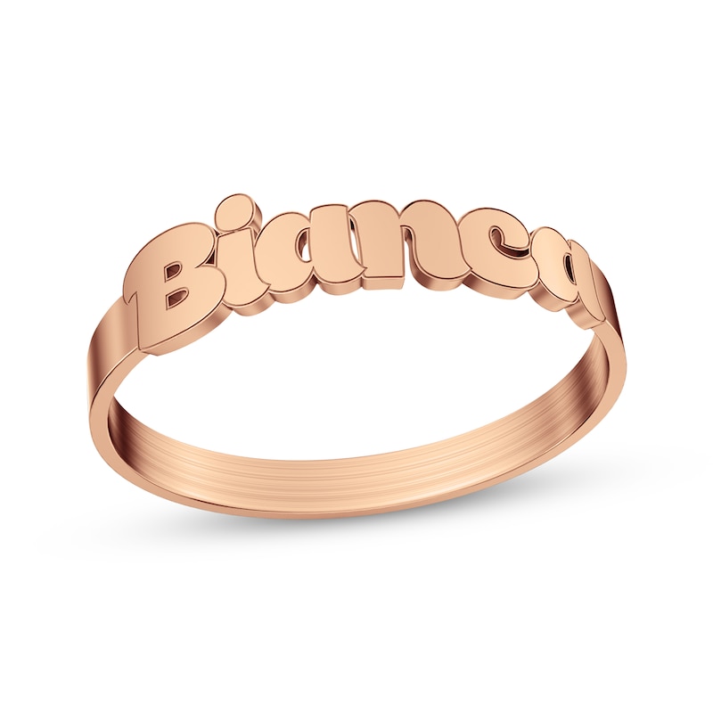 Main Image 1 of Bubble Print Name Ring 14K Rose Gold