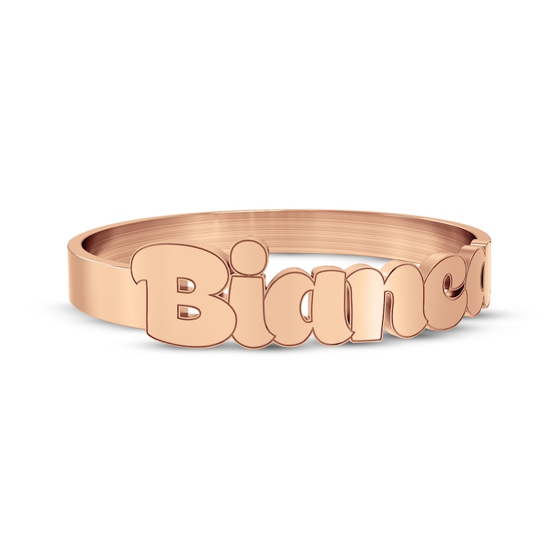 Main Image 3 of Bubble Print Name Ring 14K Rose Gold