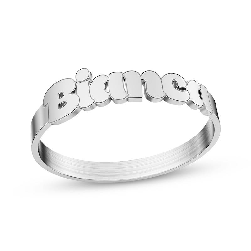 Main Image 1 of Bubble Print Name Ring Sterling Silver