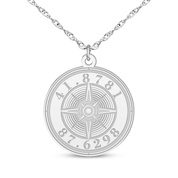 Compass Coordinates Necklace 10K White Gold 18&quot;