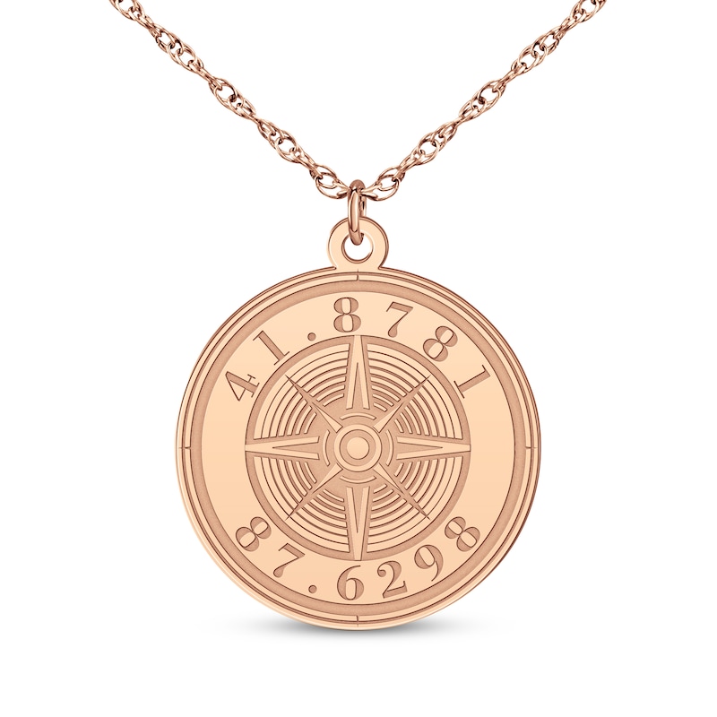 Compass Coordinates Necklace 14K Rose Gold 18"