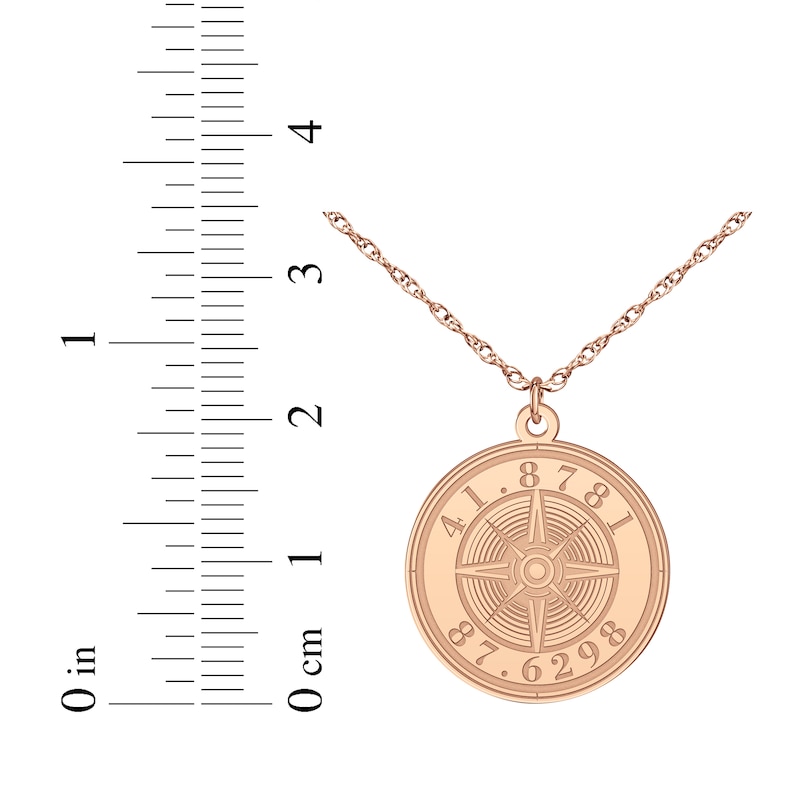 Compass Coordinates Necklace 14K Rose Gold 18"