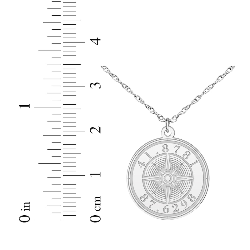 Compass Coordinates Necklace 14K White Gold 18"