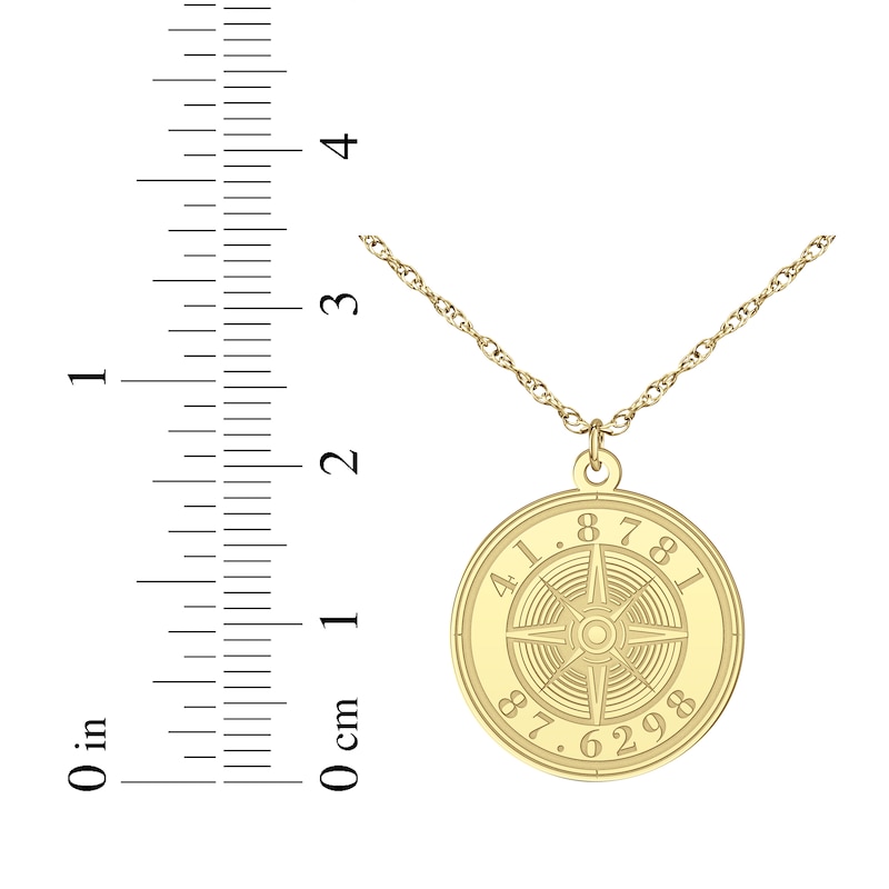 Compass Coordinates Necklace 14K Yellow Gold 18"