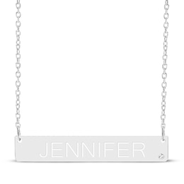 Name & Diamond accent Bar Necklace Sterling Silver 18&quot;