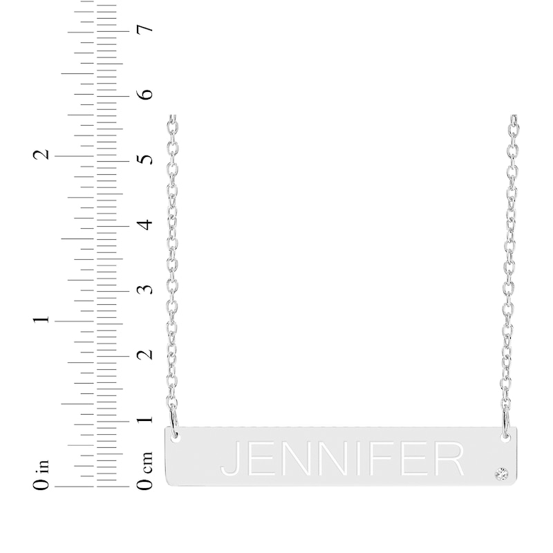 Main Image 2 of Name & Diamond accent Bar Necklace Sterling Silver 18&quot;