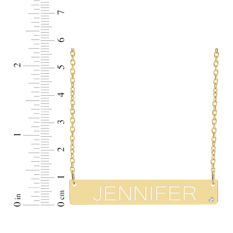 Main Image 2 of Name & Diamond accent Bar Necklace 14K Yellow Gold 18&quot;