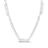 Thumbnail Image 1 of Diamond 3 Name Station Curb Chain Necklace 1/15 ct tw Sterling Silver 18&quot;