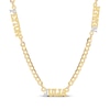 Thumbnail Image 1 of Diamond 3 Name Station Curb Chain Necklace 1/15 ct tw 14K Yellow Gold 18&quot;