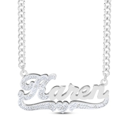 Diamond Script Name Necklace 1/20 ct tw Sterling Silver 18&quot;