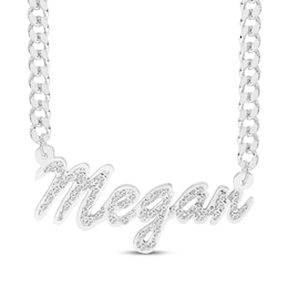 Diamond Large Script Name Necklace 1/4 ct tw Sterling Silver 18&quot;