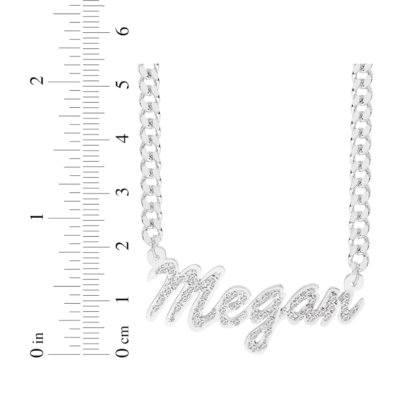 Main Image 2 of Diamond Large Script Name Necklace 1/4 ct tw Sterling Silver 18&quot;