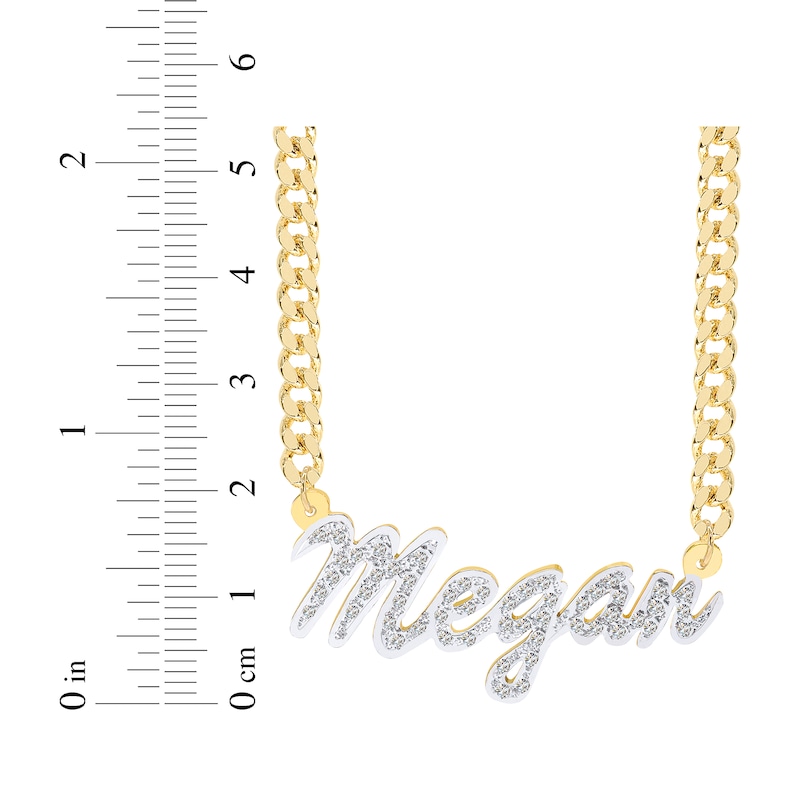 Diamond Large Script Name Necklace 1/4 ct tw 14K Yellow Gold 18"