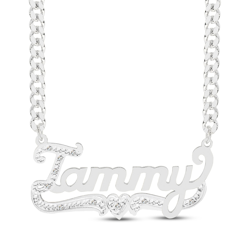 Main Image 1 of Diamond Script Name Necklace 1/20 ct tw Sterling Silver 18&quot;