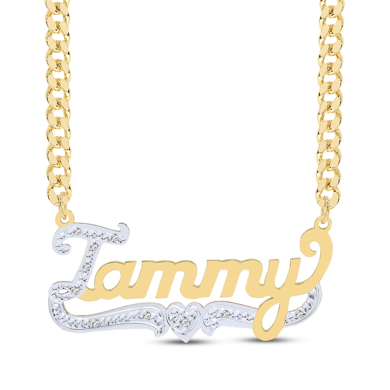 Main Image 1 of Diamond Script Name Necklace 1/20 ct tw 14K Yellow Gold 18&quot;