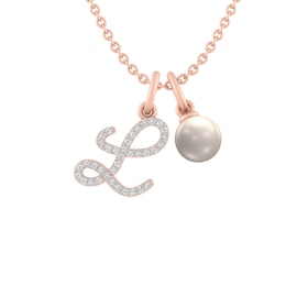 1/15Ct. tw Diamond and Cultured Pearl Initials Necklace