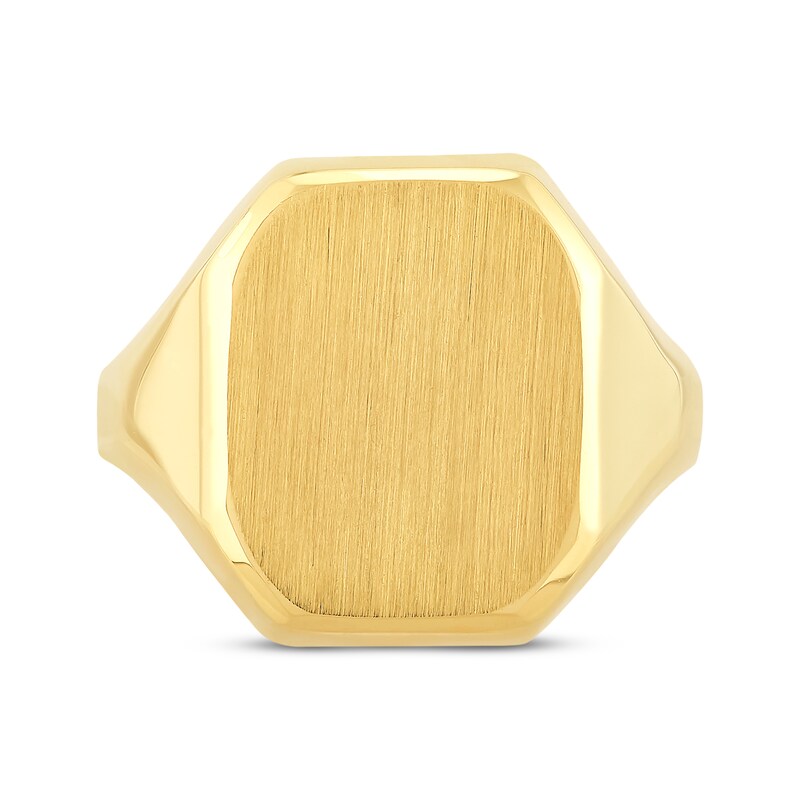 Main Image 3 of Men's Satin Finish Signet Ring 10K Yellow Gold Size 10