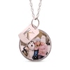 Thumbnail Image 1 of Rope Edge Photo & Initial Charms Necklace 10K Rose Gold 18&quot;