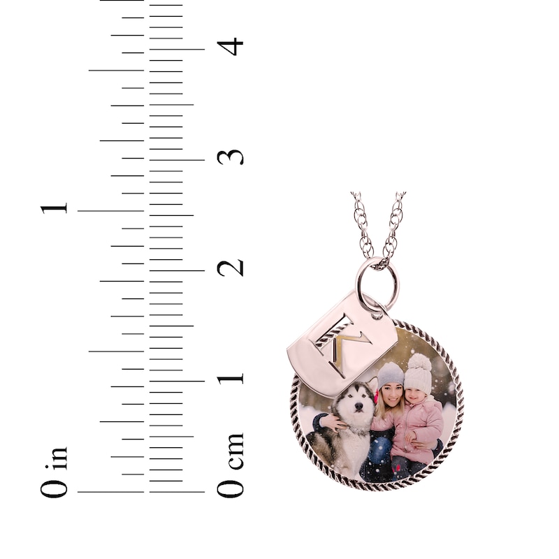 Main Image 3 of Rope Edge Photo & Initial Charms Necklace 10K Rose Gold 18&quot;