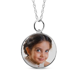 Small Round Photo Charm Necklace Sterling Silver 18&quot;