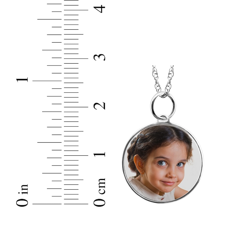 Main Image 3 of Small Round Photo Charm Necklace 10K White Gold 18&quot;