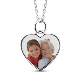 Small Heart Photo Charm Necklace 10K White Gold 18&quot;