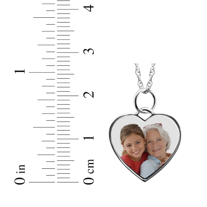 Small Heart Photo Charm Necklace 10K White Gold 18"