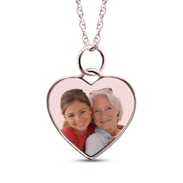 Small Heart Photo Charm Necklace 10K Rose Gold 18&quot;