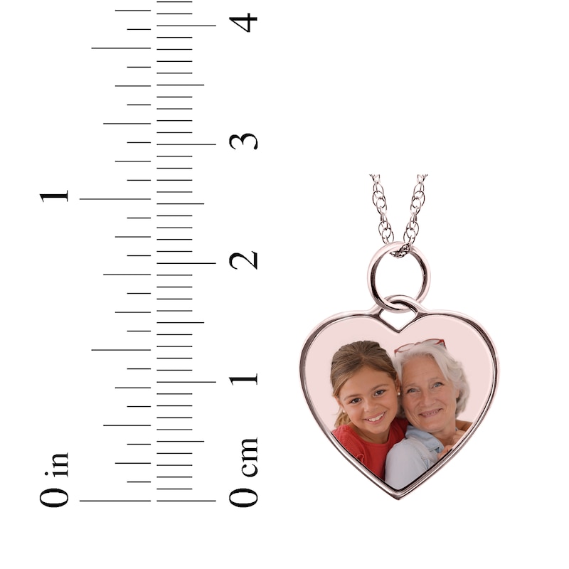 Small Heart Photo Charm Necklace 10K Rose Gold 18"