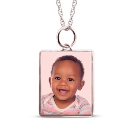 Small Rectangle Photo Charm Necklace 10K Rose Gold 18&quot;