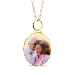 Small Oval Photo Charm Necklace 10K Yellow Gold 18&quot;
