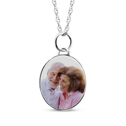 Small Oval Photo Charm Necklace 10K White Gold 18&quot;