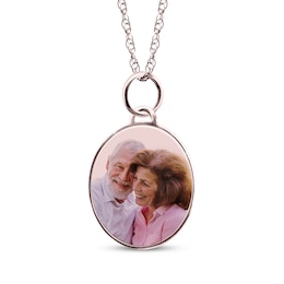 Small Oval Photo Charm Necklace 10K Rose Gold 18&quot;