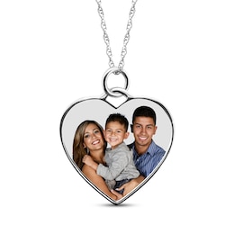 Medium Heart Photo Charm Necklace 10K White Gold 18&quot;