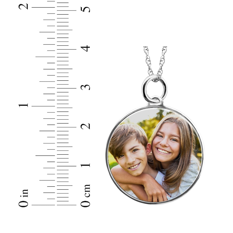 Main Image 3 of Medium Round Photo Charm Necklace 10K White Gold 18&quot;