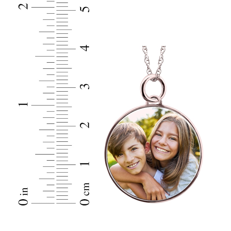 Main Image 3 of Medium Round Photo Charm Necklace 10K Rose Gold 18&quot;