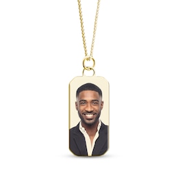 Men's Photo Dog Tag Necklace 10K Yellow Gold 22&quot;