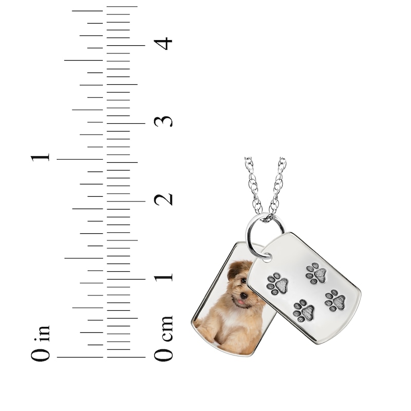 Main Image 3 of Double Dog Tag Photo & Footprints Swivel Necklace 10K White Gold 18&quot;