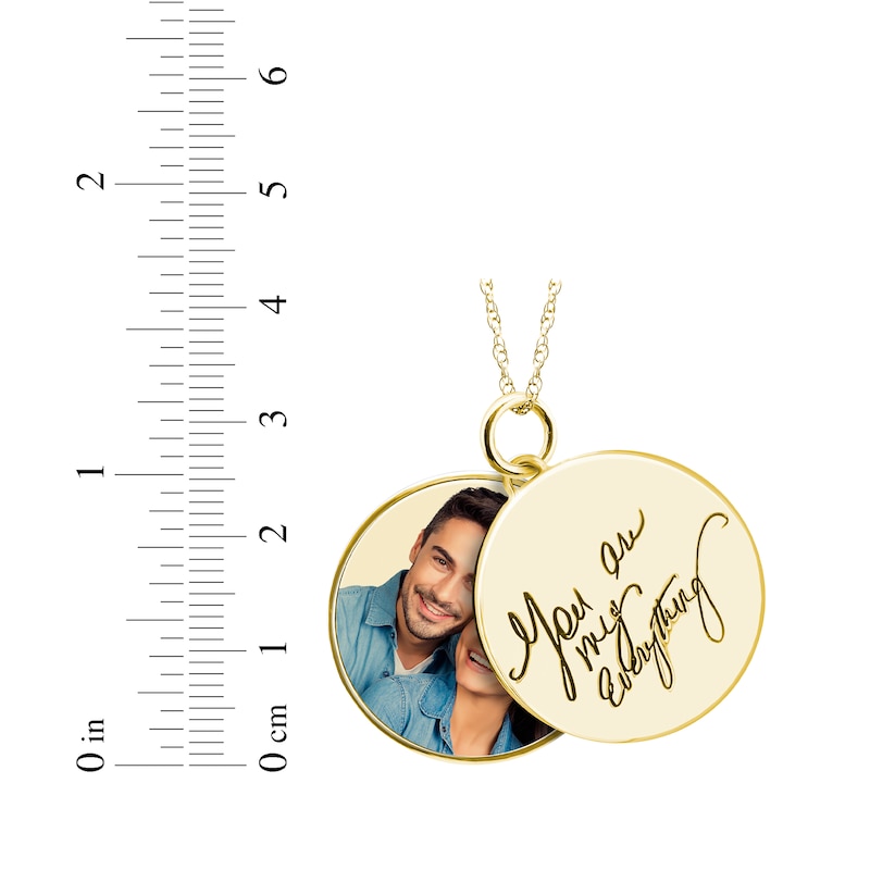 Main Image 3 of Double Round Photo & Handwritten Message Charm Swivel Necklace 10K Yellow Gold 18&quot;