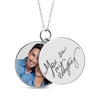 Thumbnail Image 1 of Double Round Photo & Handwritten Message Charm Swivel Necklace 10K White Gold 18&quot;