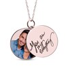 Thumbnail Image 1 of Double Round Photo & Handwritten Message Charm Swivel Necklace 10K Rose Gold 18&quot;