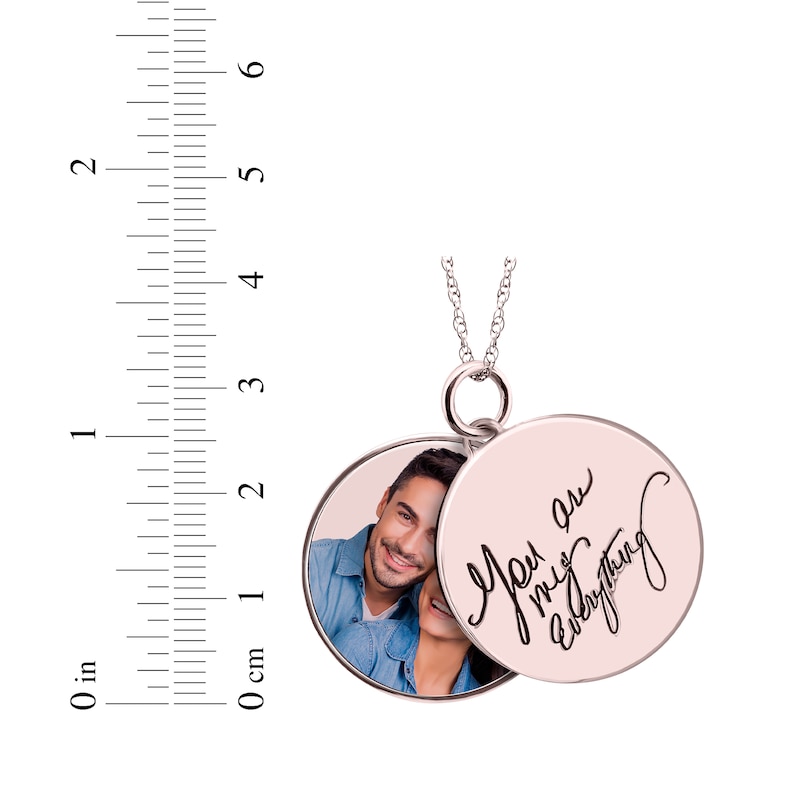 Main Image 3 of Double Round Photo & Handwritten Message Charm Swivel Necklace 10K Rose Gold 18&quot;