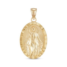 Diamond-Cut Virgin Mary Charm 14K Yellow Gold