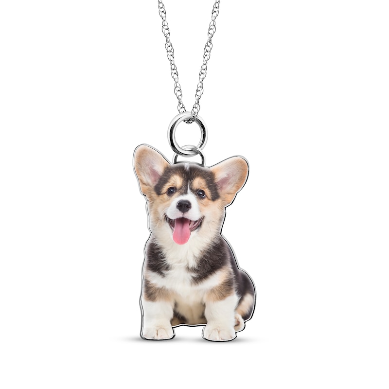 Main Image 1 of Pet Outline Charm Necklace Sterling Silver 18&quot;