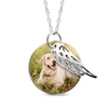 Thumbnail Image 1 of Round Photo & Wing Charms Necklace 10K White Gold 18&quot;