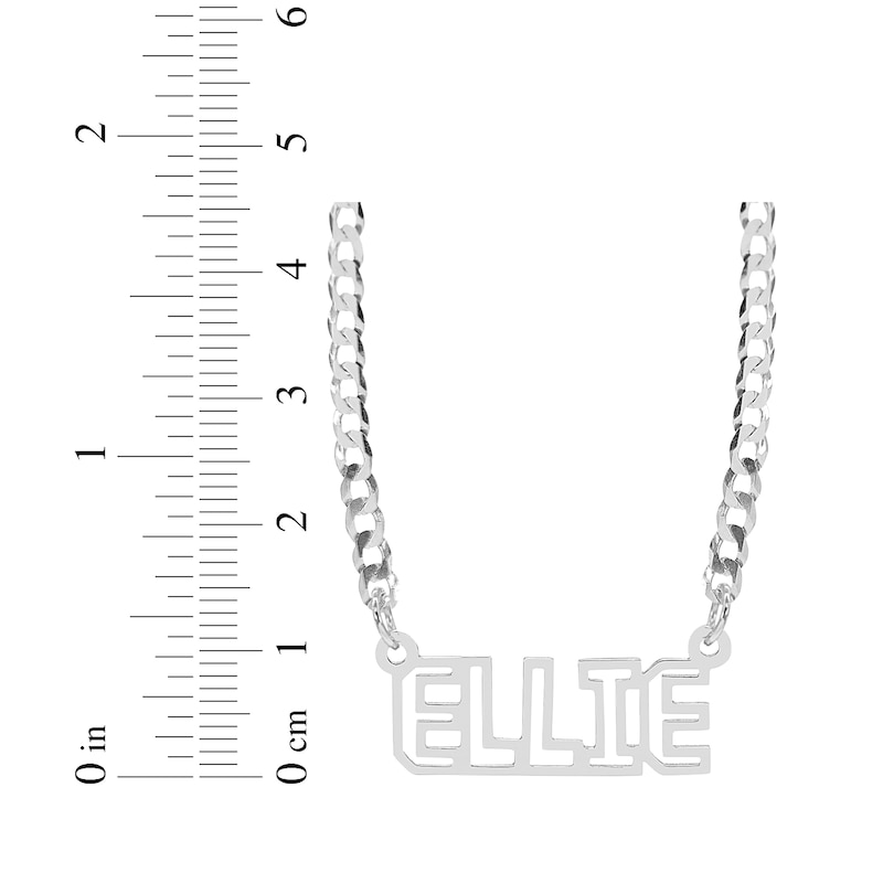 Main Image 2 of Stenciled Name Curb Chain Necklace Sterling Silver 18&quot;