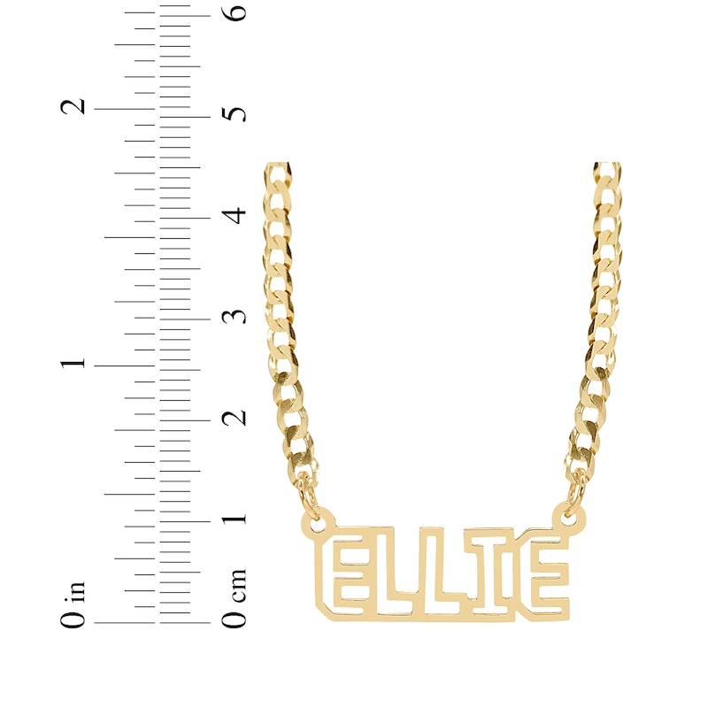 Main Image 2 of Stenciled Name Curb Chain Necklace 14K Yellow Gold 18&quot;