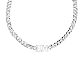 Initials Cuban Curb Chain Necklace Sterling Silver 18&quot;