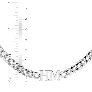 Initials Cuban Curb Chain Necklace Sterling Silver 18