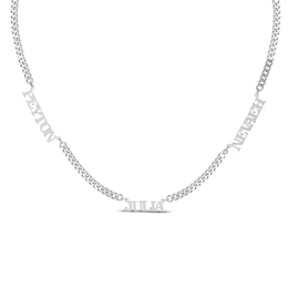 Three-Name Curb Chain Necklace Sterling Silver 18&quot;